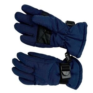 Tommy Hilfiger Navy Blue Waterproof Winter Ski Snow Gloves - Black Buckle - Kids